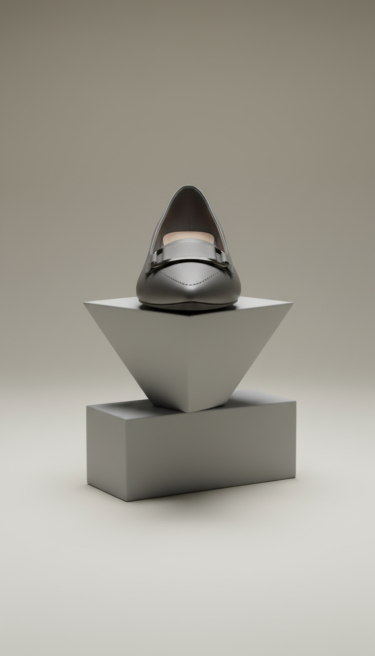 Steel Grey Pointed Toe Flat