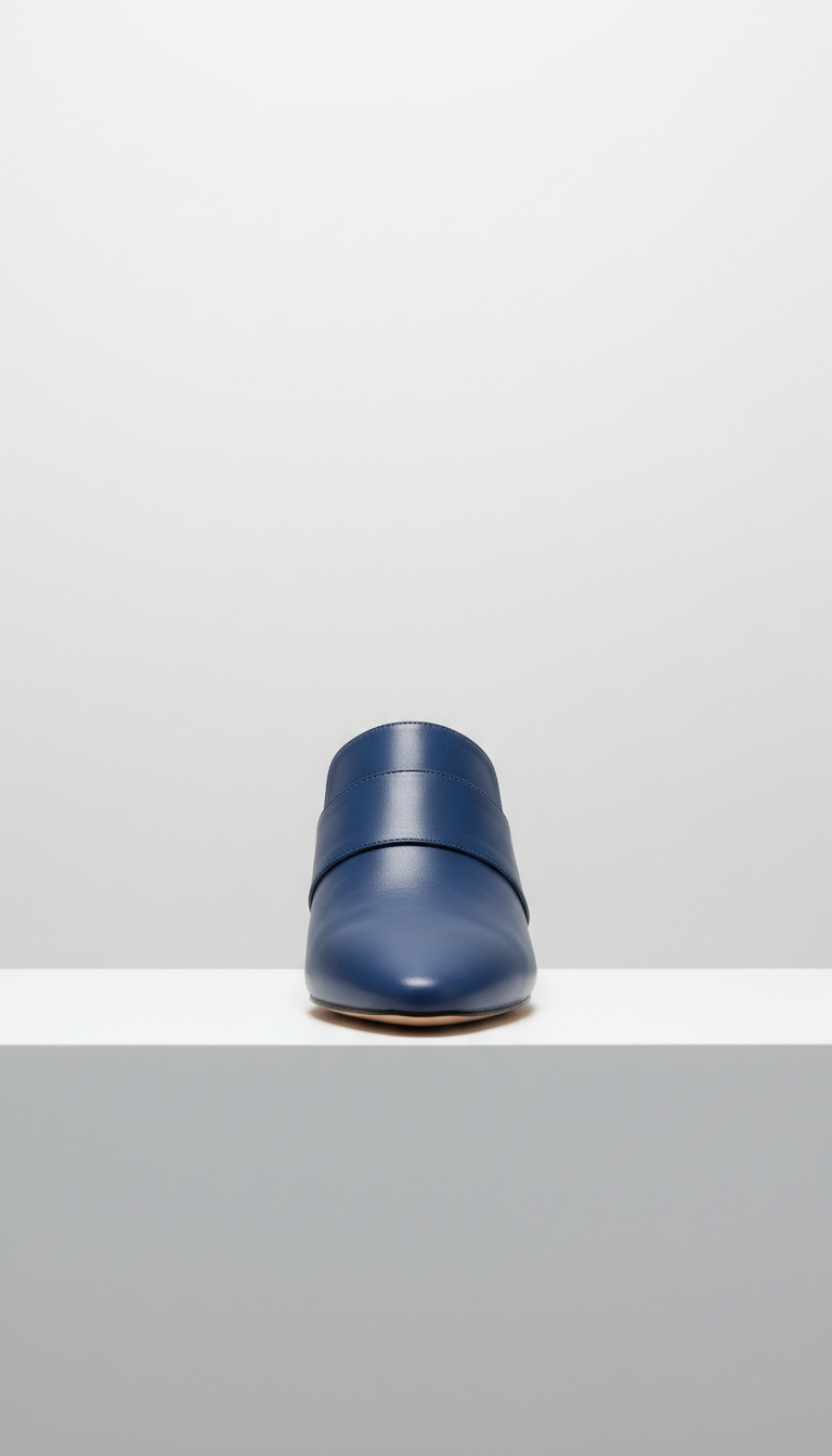 Signature Blue Vegan Leather Mule