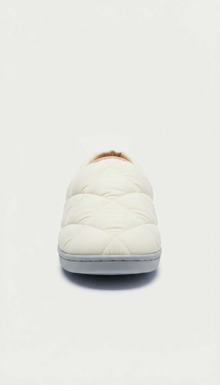 Ivory Quilted Slip-On Slipper
