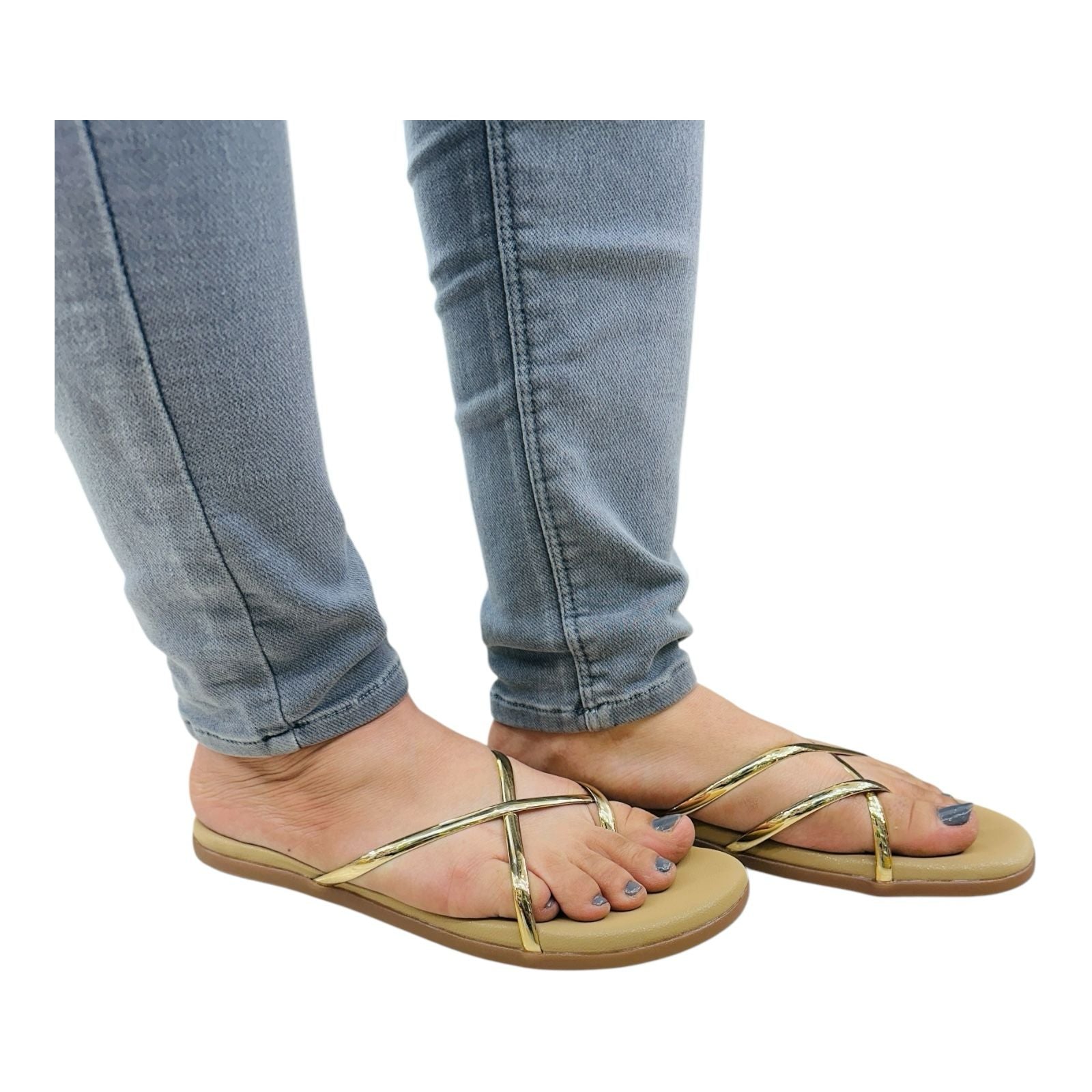 Stylish shiny flats for you(F-198)Golden