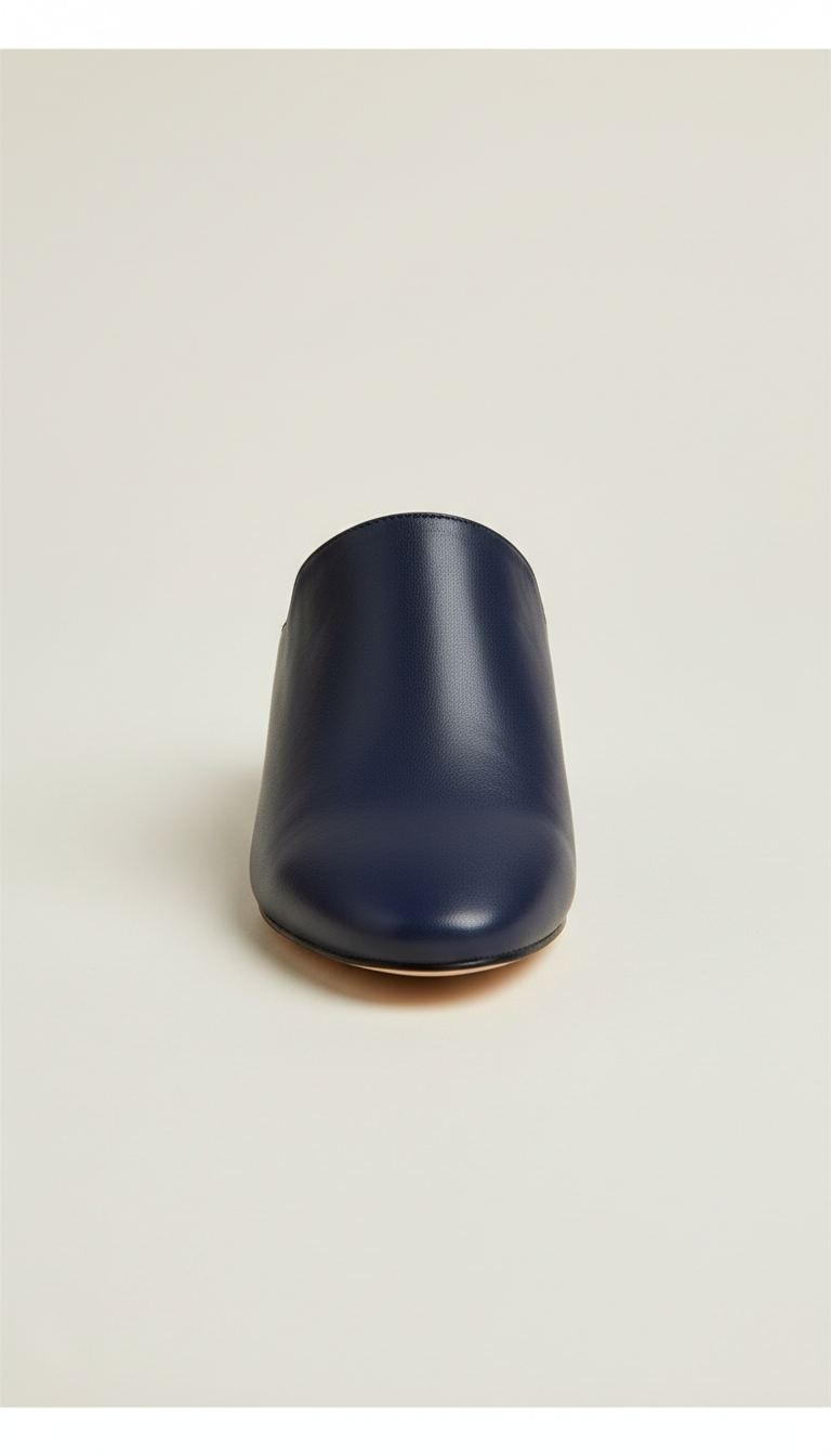 Classic Navy Vegan Leather Mule